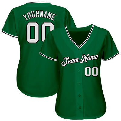 Custom Kelly Green White-Black Authentic Baseball Jersey