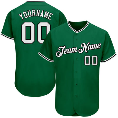 Custom Kelly Green White-Black Authentic Baseball Jersey