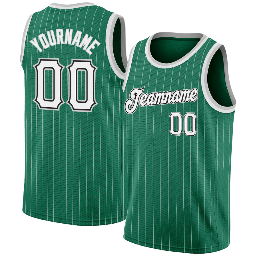 Custom White Black-Kelly Green Authentic Split Fashion Basketball Jersey