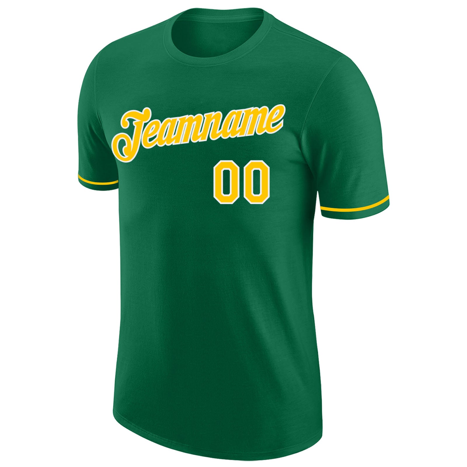 Custom Kelly Green Gold-White Performance T-Shirt