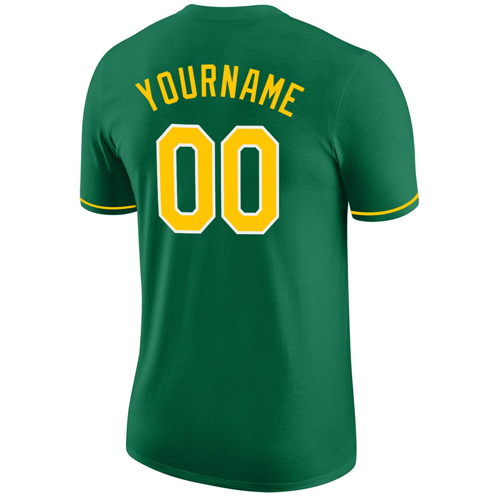 Custom Kelly Green Gold-White Performance T-Shirt