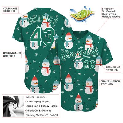 Custom Kelly Green Kelly Green-White Christmas 3D Authentic Baseball Jersey