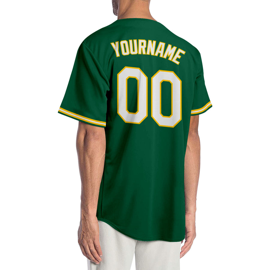 Custom Kelly Green White-Gold Authentic Baseball Jersey