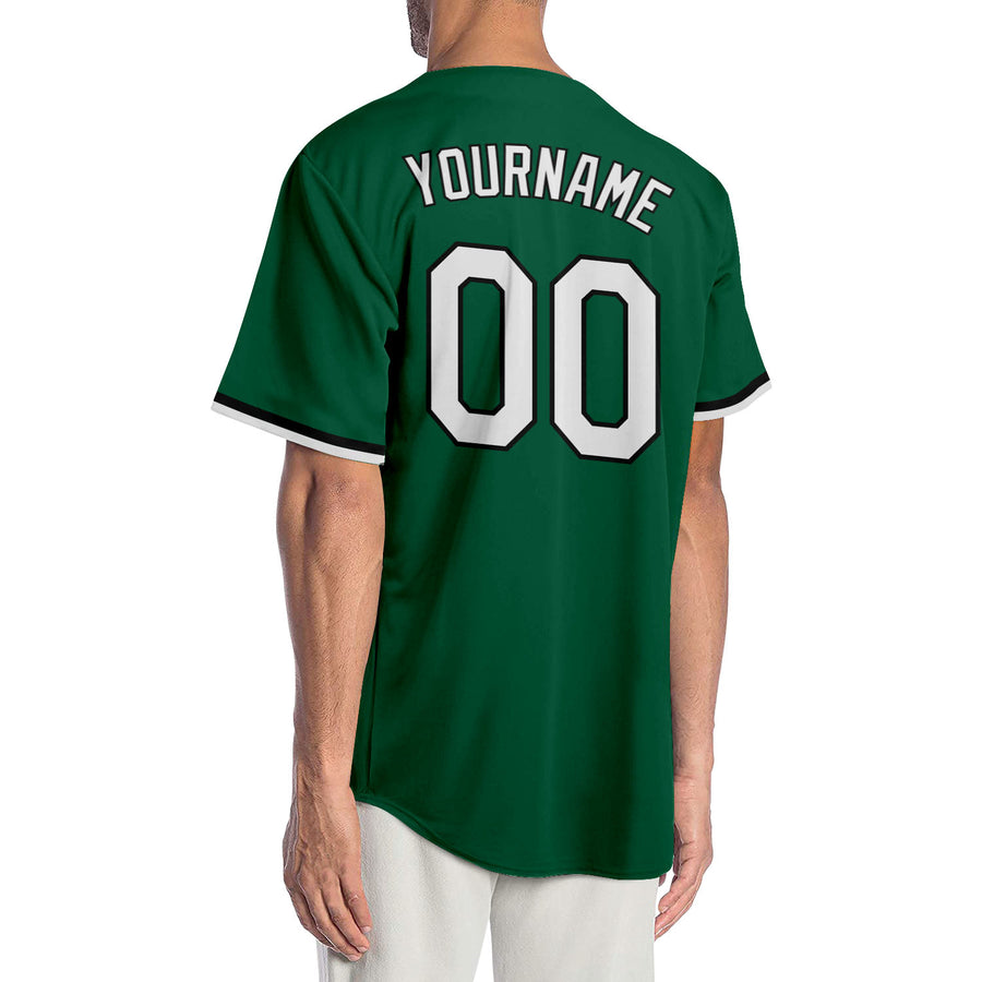 Custom Kelly Green White-Black Authentic Baseball Jersey