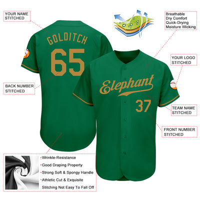 Custom Kelly Green Old Gold Authentic Baseball Jersey