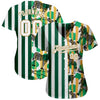 Custom Kelly Green White-Old Gold 3D Pattern Design Zebras And Giraffes Authentic Baseball Jersey