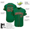 Custom Kelly Green Red-White Authentic Drift Fashion Baseball Jersey