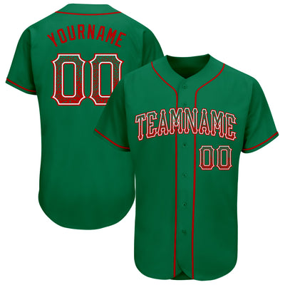 Custom Kelly Green Red-White Authentic Drift Fashion Baseball Jersey