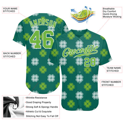 Custom 3D Pattern Baseball Jersey Kelly Green Neon Green-White Design  Authentic St. Patrick's Day - FansIdea