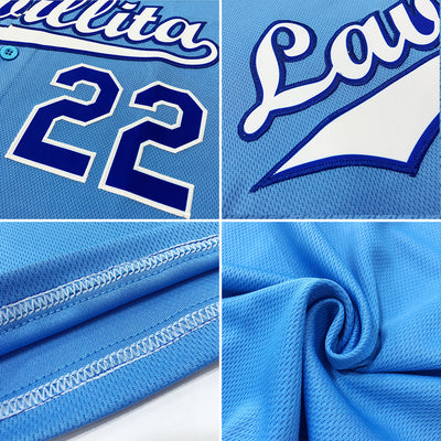 Custom Light Blue White-Red Authentic Baseball Jersey