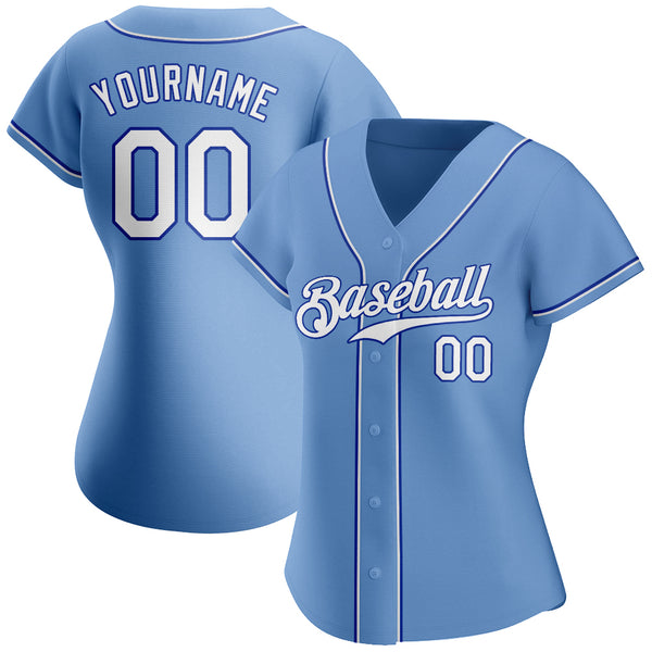 White-Black Light Blue CUSTOM Baseball Jersey -  Worldwide  Shipping