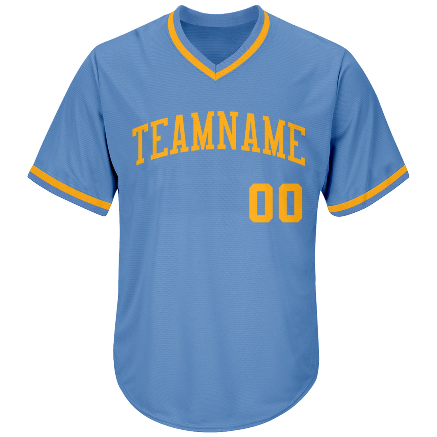 Custom Light Blue Gold Authentic Throwback Rib-Knit Baseball Jersey Shirt