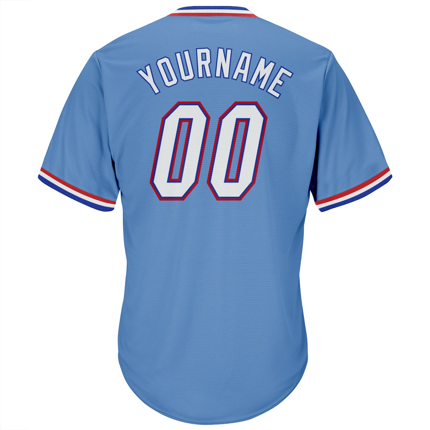 Custom Light Blue White-Royal Authentic Throwback Rib-Knit Baseball Jersey Shirt