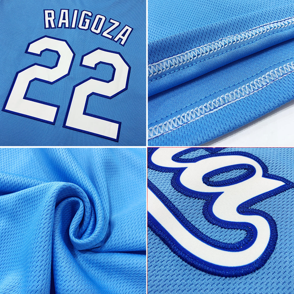 Custom Light Blue White-Royal Authentic Throwback Rib-Knit Baseball Jersey Shirt