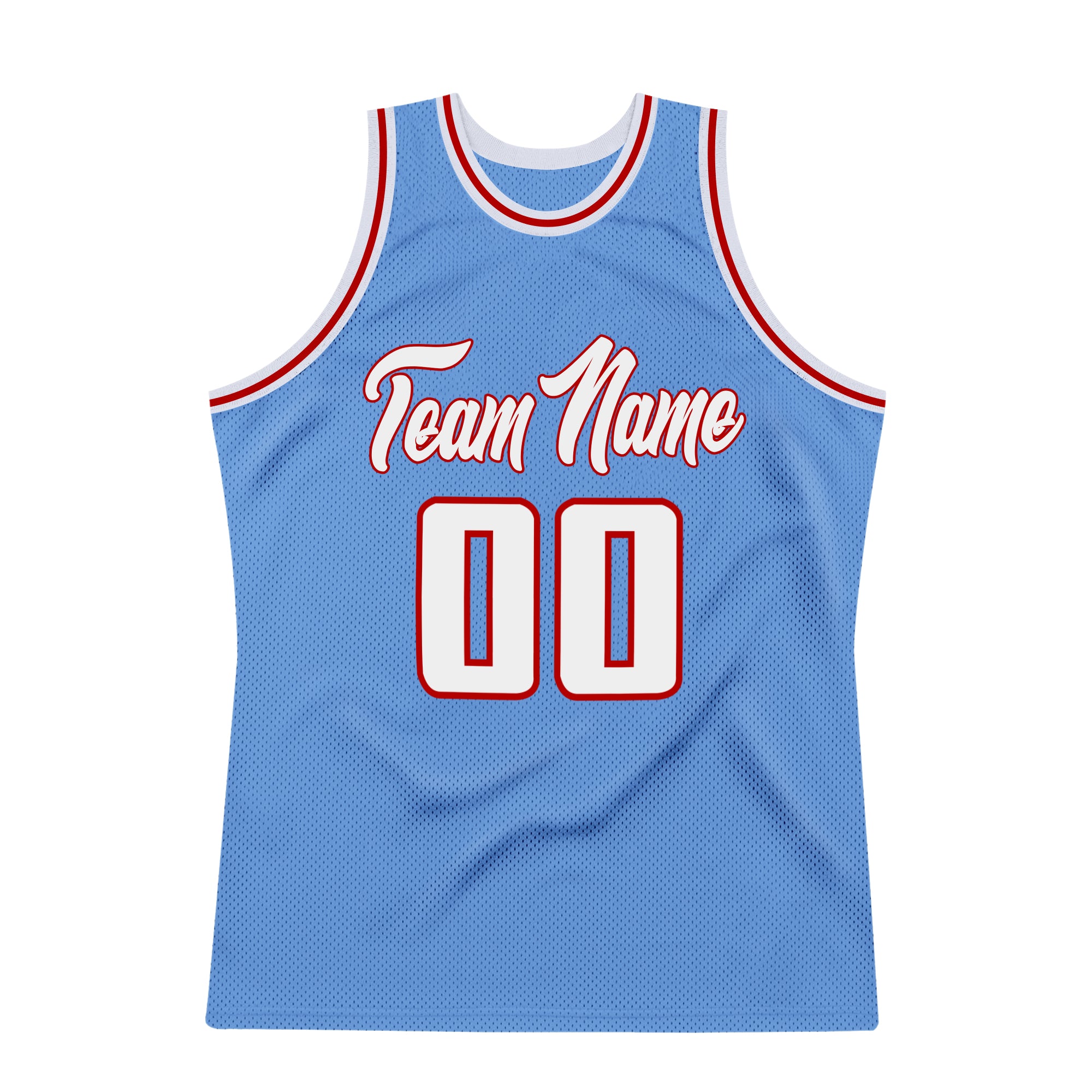 Custom Light Blue White-Red Authentic Throwback Basketball Jersey