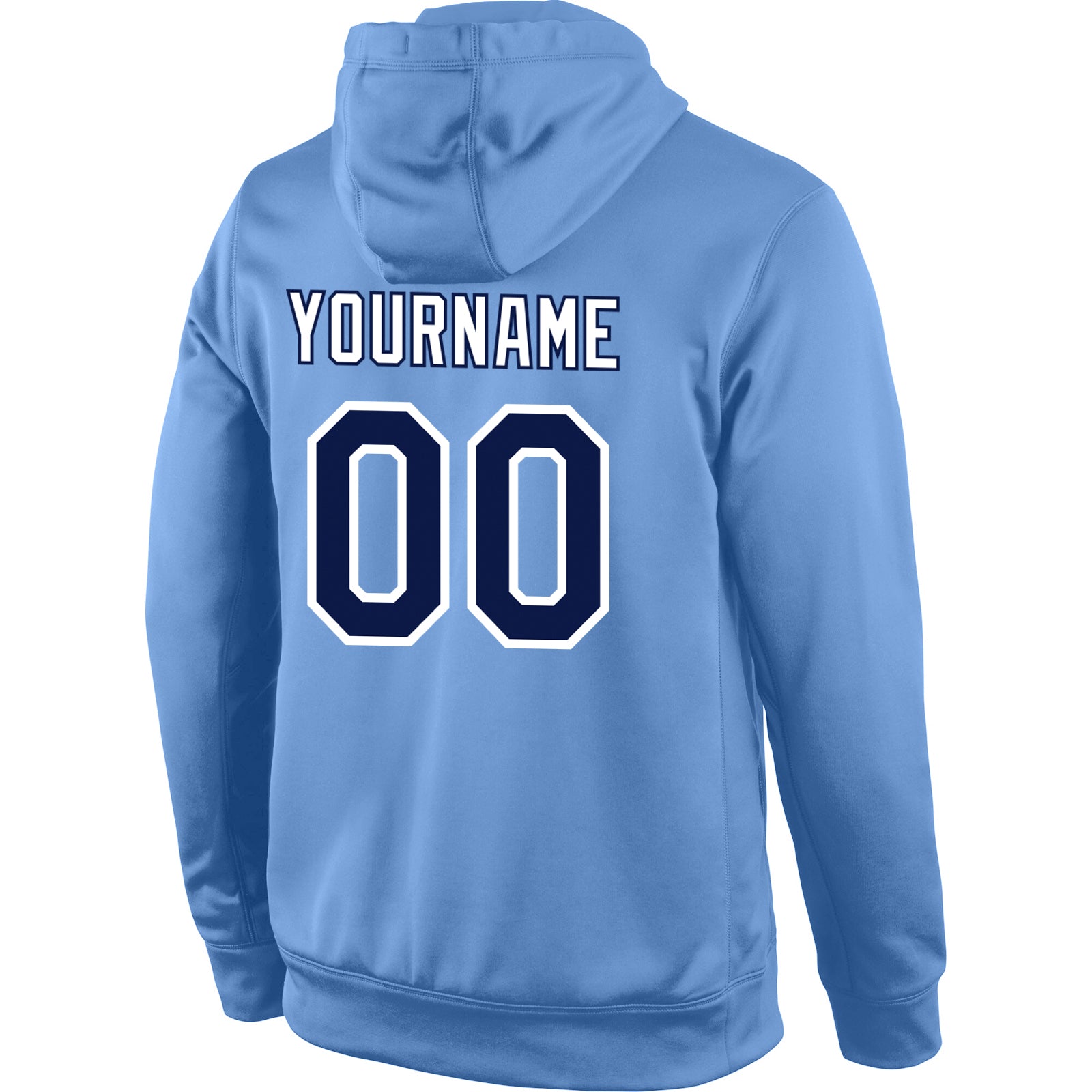 Custom Stitched Light Blue Navy-White Sports Pullover Sweatshirt Hoodie