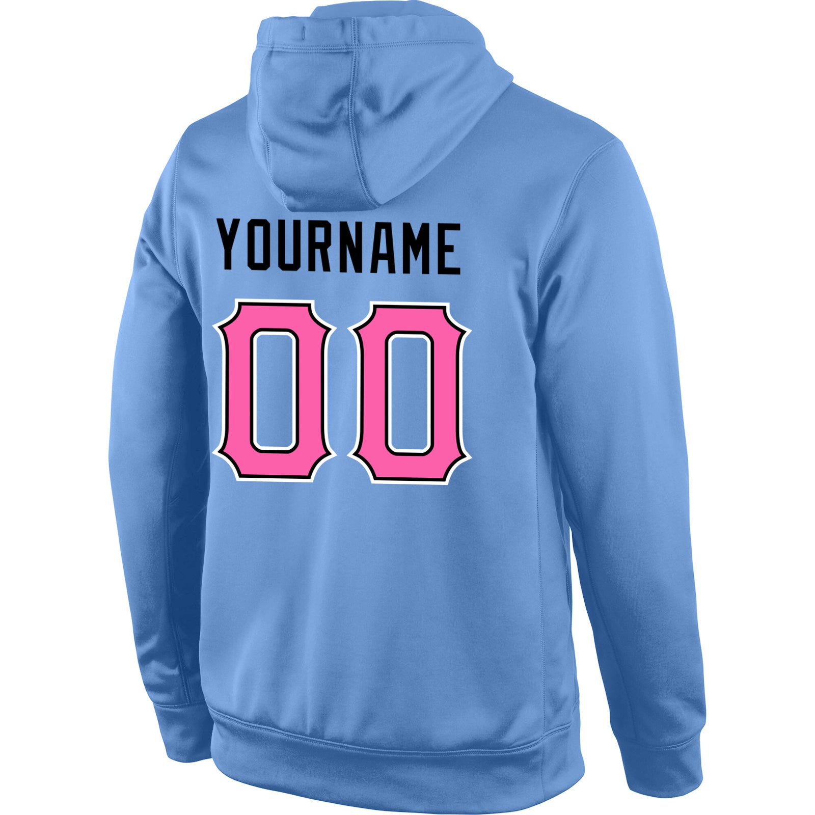 Custom Stitched Light Blue Pink-Black Sports Pullover Sweatshirt Hoodie