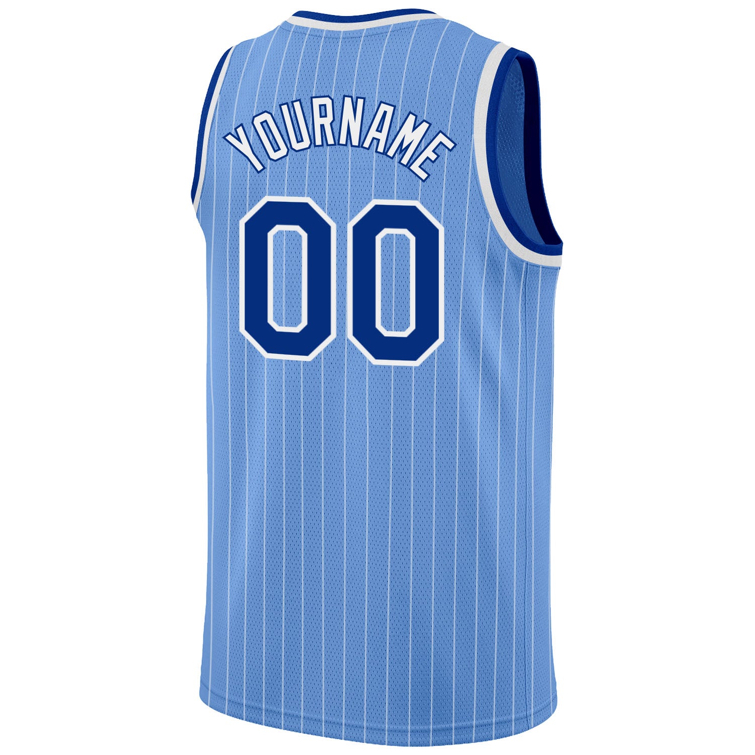 Custom Light Blue White Pinstripe Royal-White Authentic Basketball Jersey