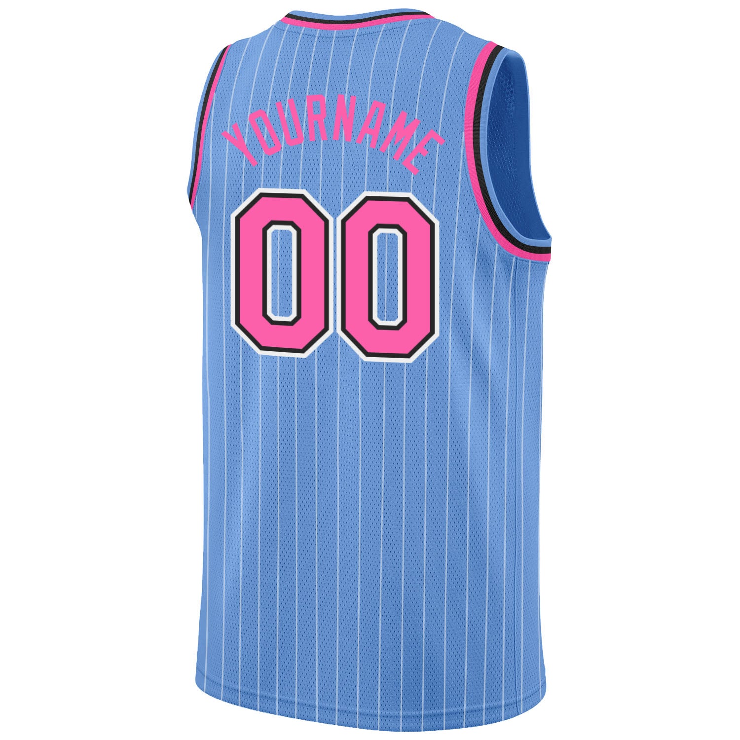 FANSIDEA Custom Light Blue Pink-Black Authentic Throwback Basketball Jersey Men's Size:L