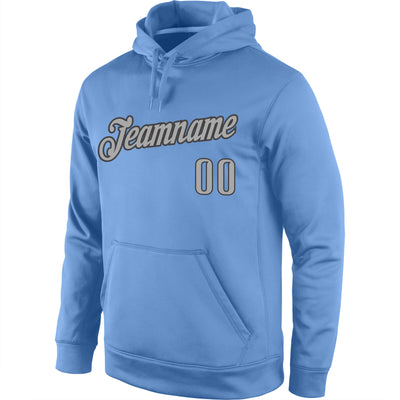 Custom Stitched Light Blue Gray-Navy Sports Pullover Sweatshirt Hoodie