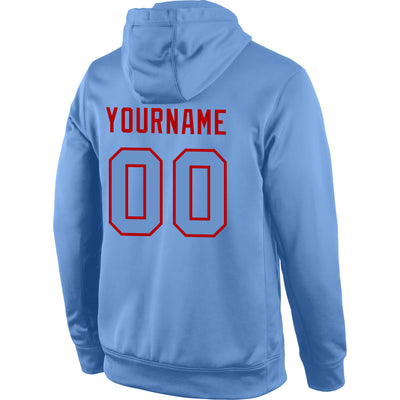 Custom Stitched Light Blue Light Blue-Red Sports Pullover Sweatshirt Hoodie