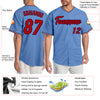 Custom Light Blue Red-Navy Authentic Baseball Jersey