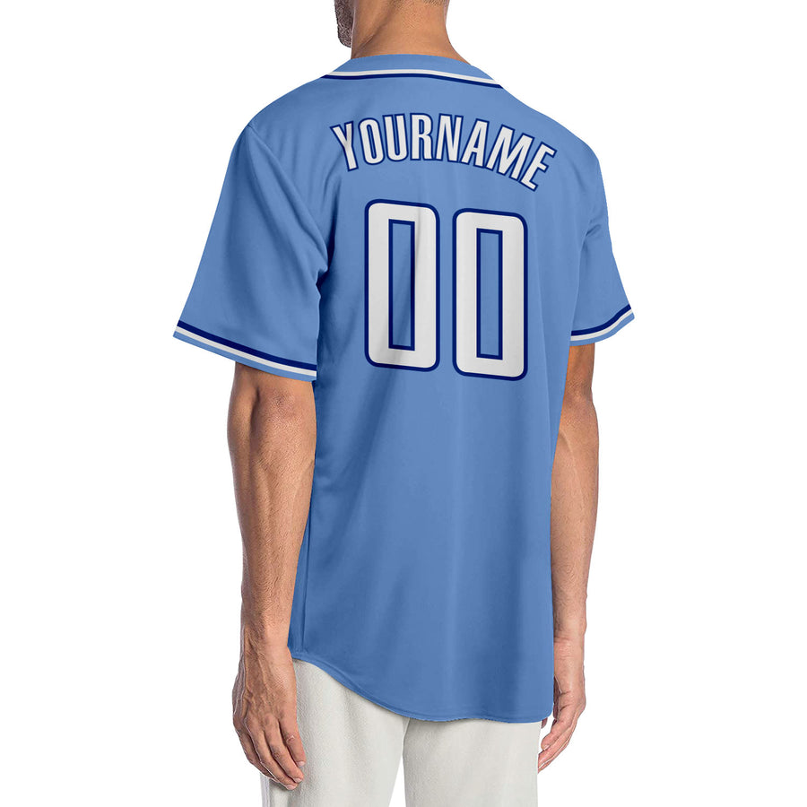 Custom Light Blue White-Royal Authentic Baseball Jersey