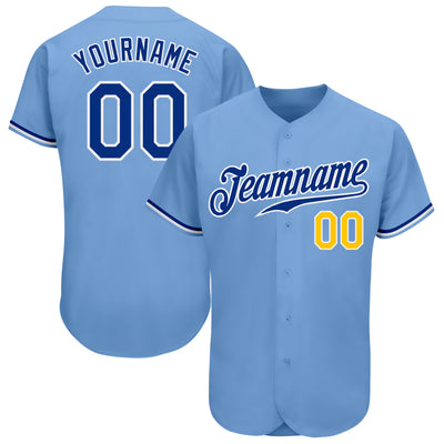 Custom Light Blue Royal-Gold Authentic Baseball Jersey