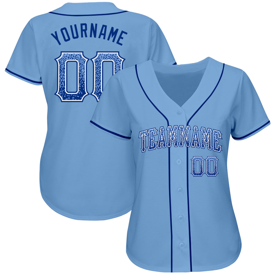 Custom Light Blue Royal-White Authentic Drift Fashion Baseball Jersey