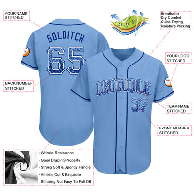 Custom Light Blue Royal-White Authentic Drift Fashion Baseball Jersey