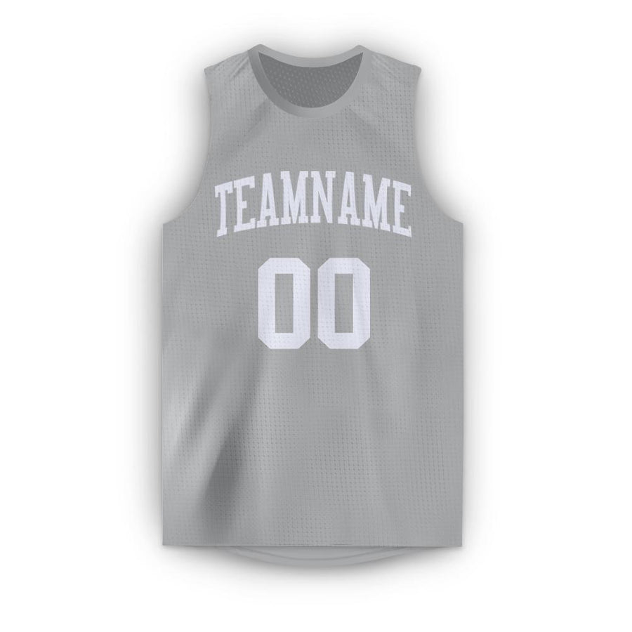 Custom Gray White Round Neck Basketball Jersey