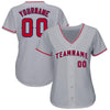 Custom Gray Red-Navy Baseball Jersey