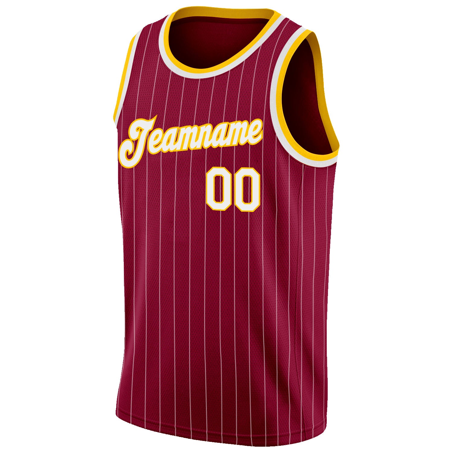 Custom Maroon White Pinstripe White-Gold Authentic Basketball Jersey