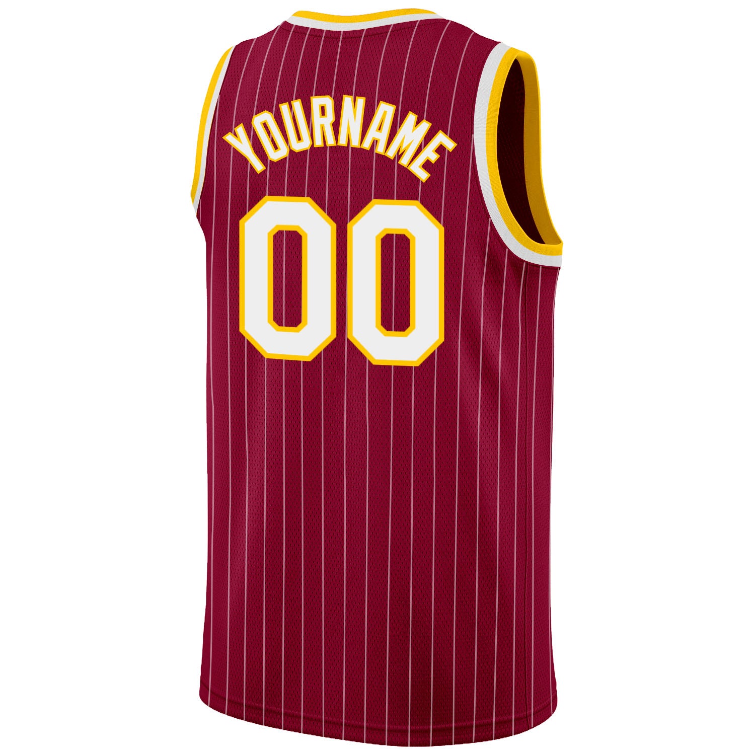 Custom Maroon White Pinstripe White-Gold Authentic Basketball Jersey