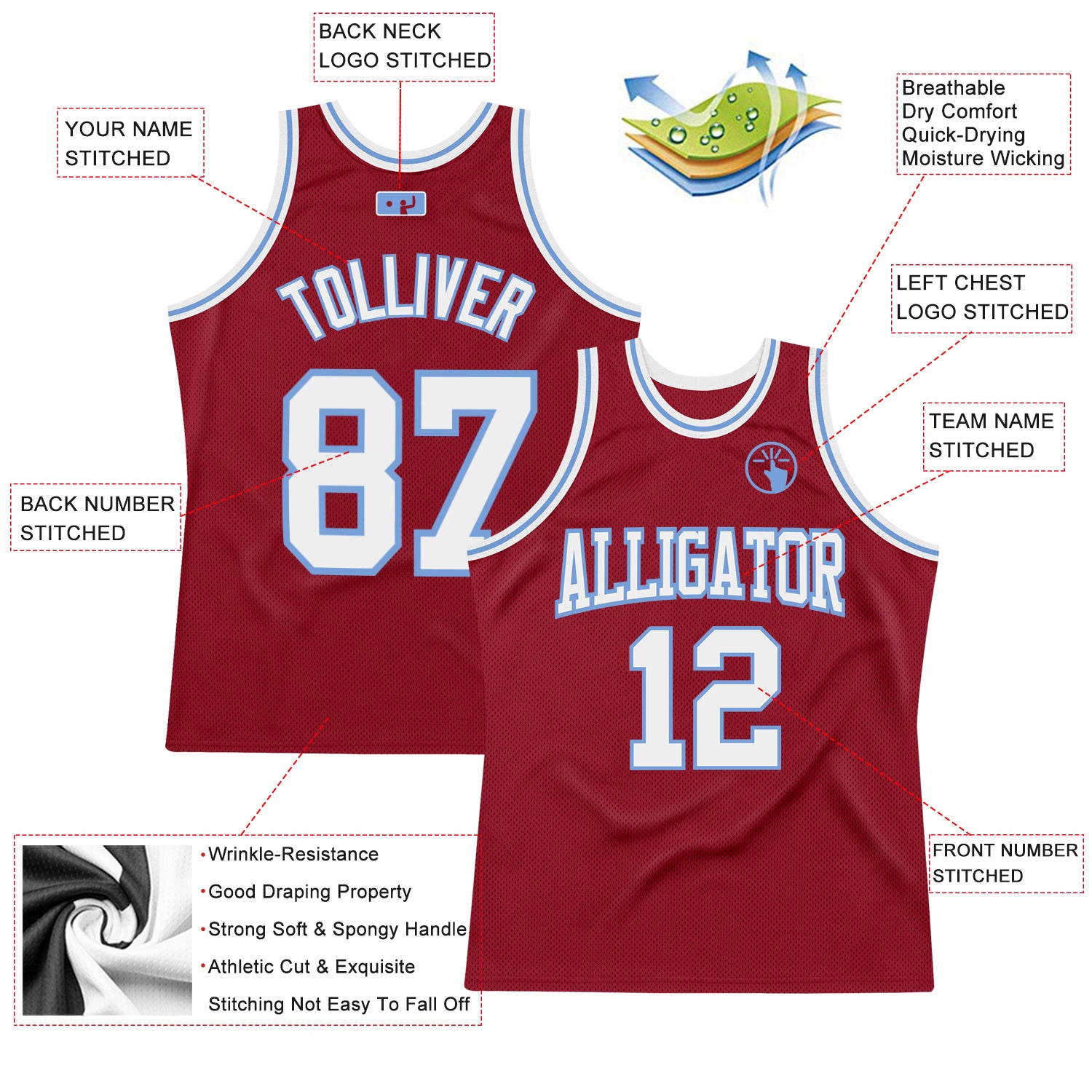 Maroon and white basketball hot sale jersey