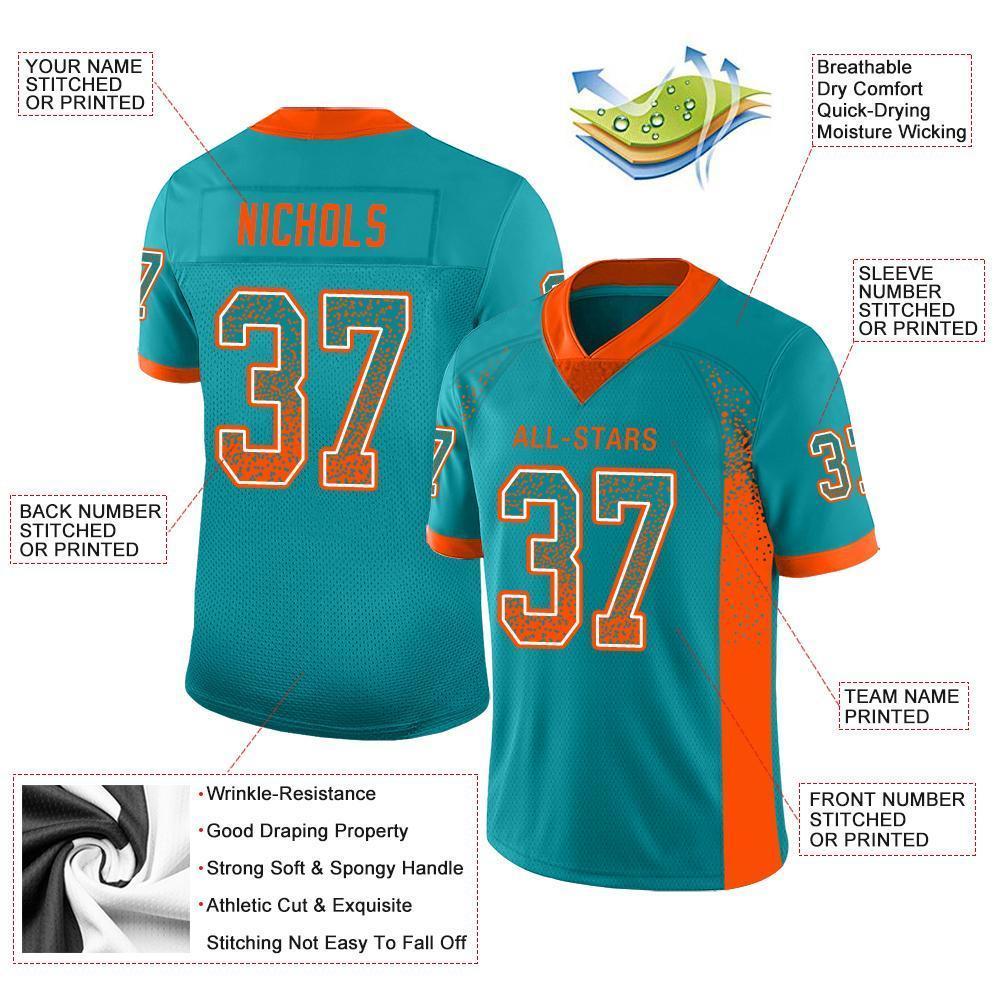 NFL Miami Dolphins Custom Name Orange Aqua Skull Baseball Jersey