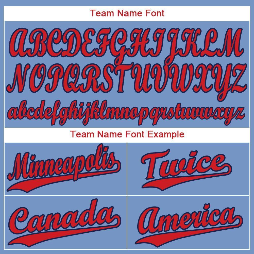 Personalized Navy Blue Red Team Name and Number Baseball 