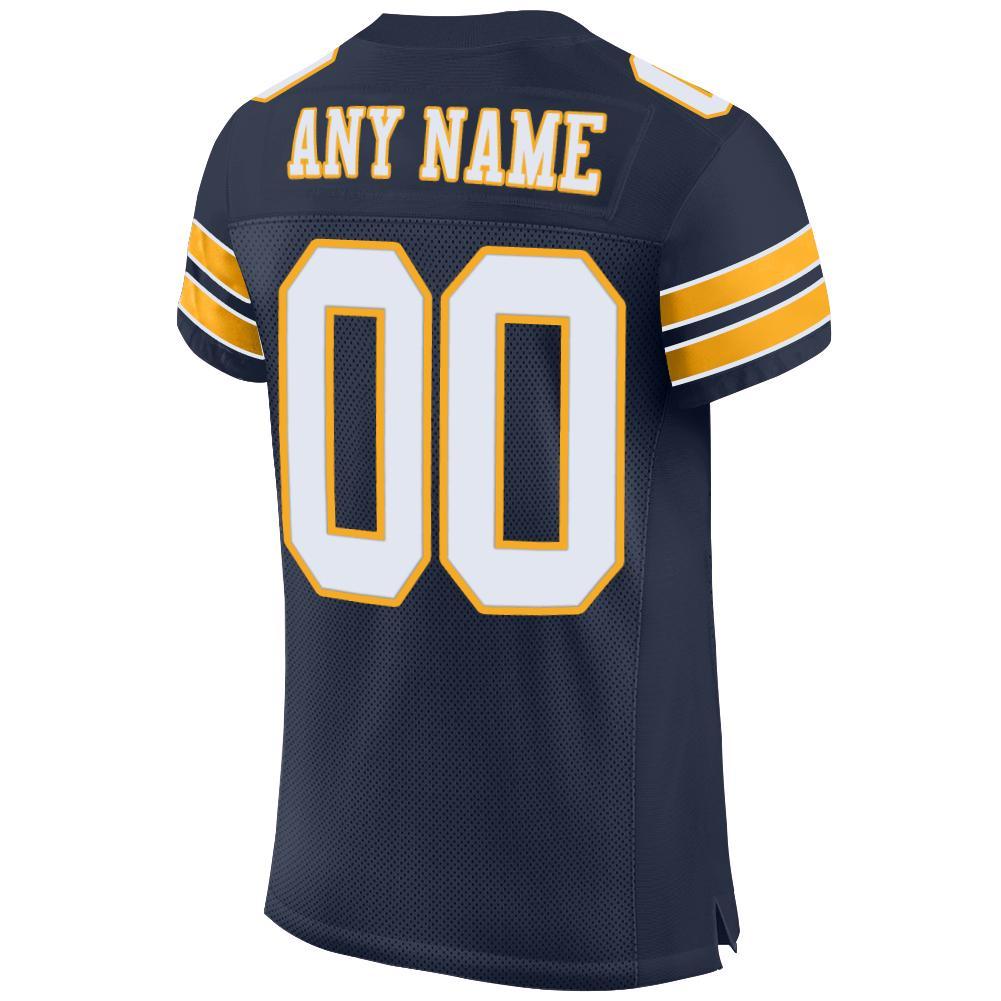 Custom Navy Gray-White Mesh Split Fashion Football Jersey