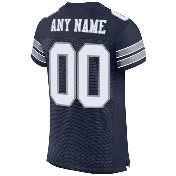 FIITG Custom Football Jersey Navy White-Light Gray Mesh Authentic