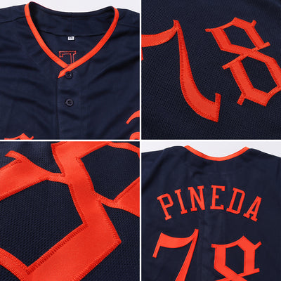 Custom Navy Orange Authentic Baseball Jersey