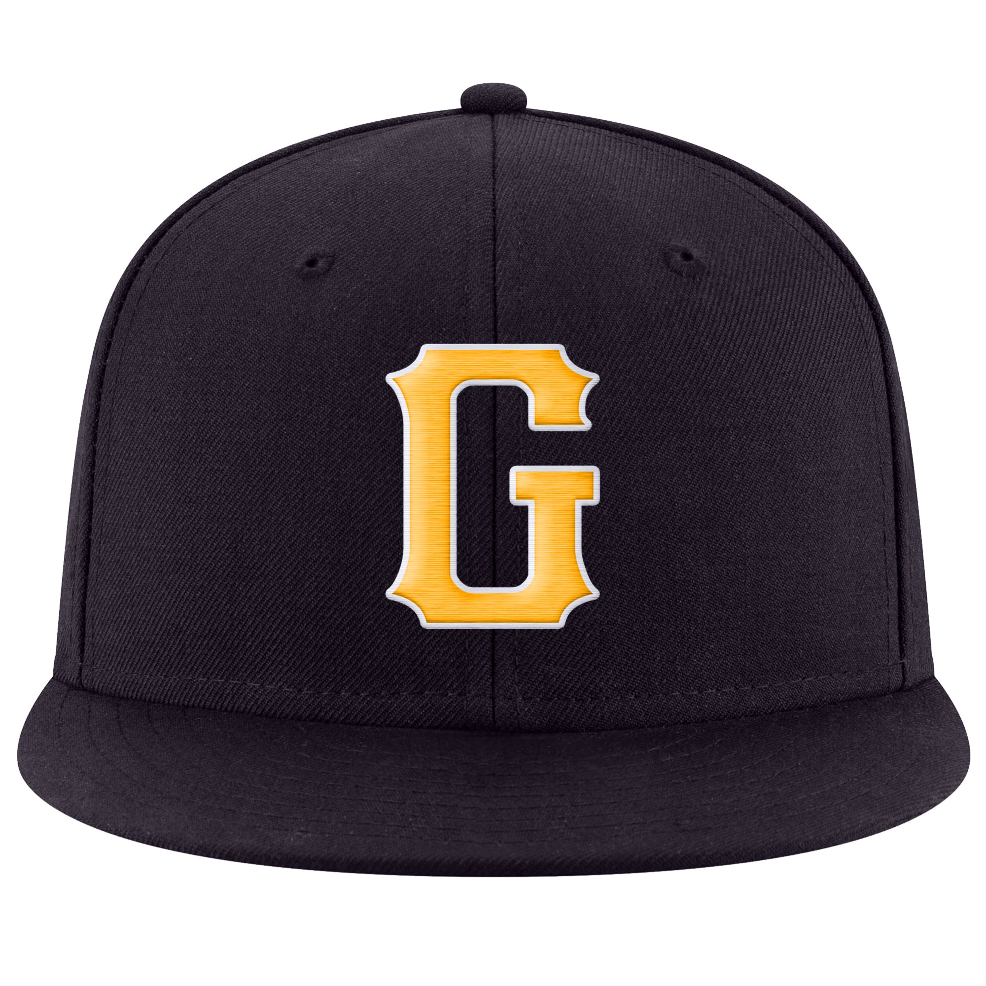 Custom Navy Gold-White Stitched Adjustable Snapback Hat