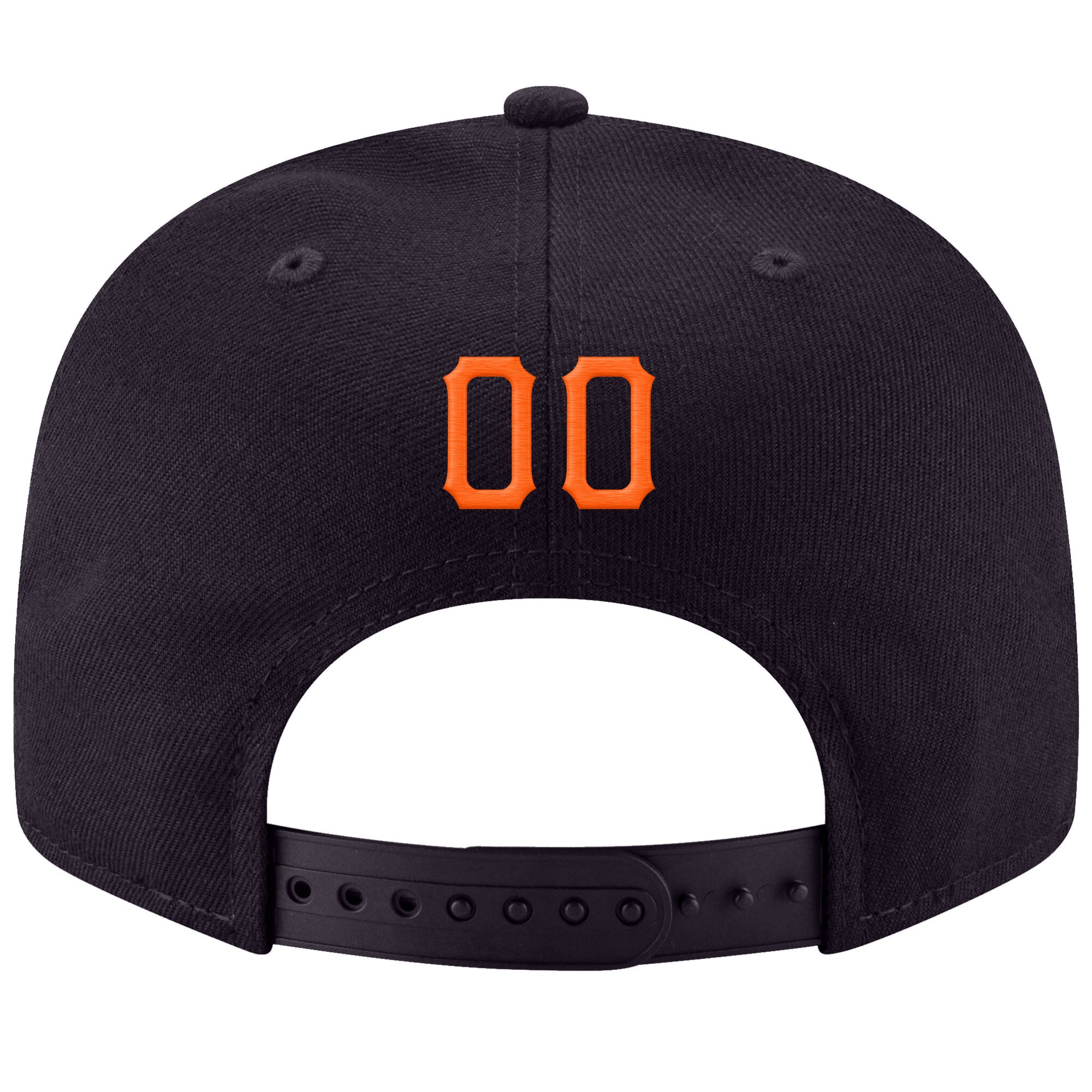 Custom Navy Adjustable Snapback Hat Orange-White Stitched - FansIdea