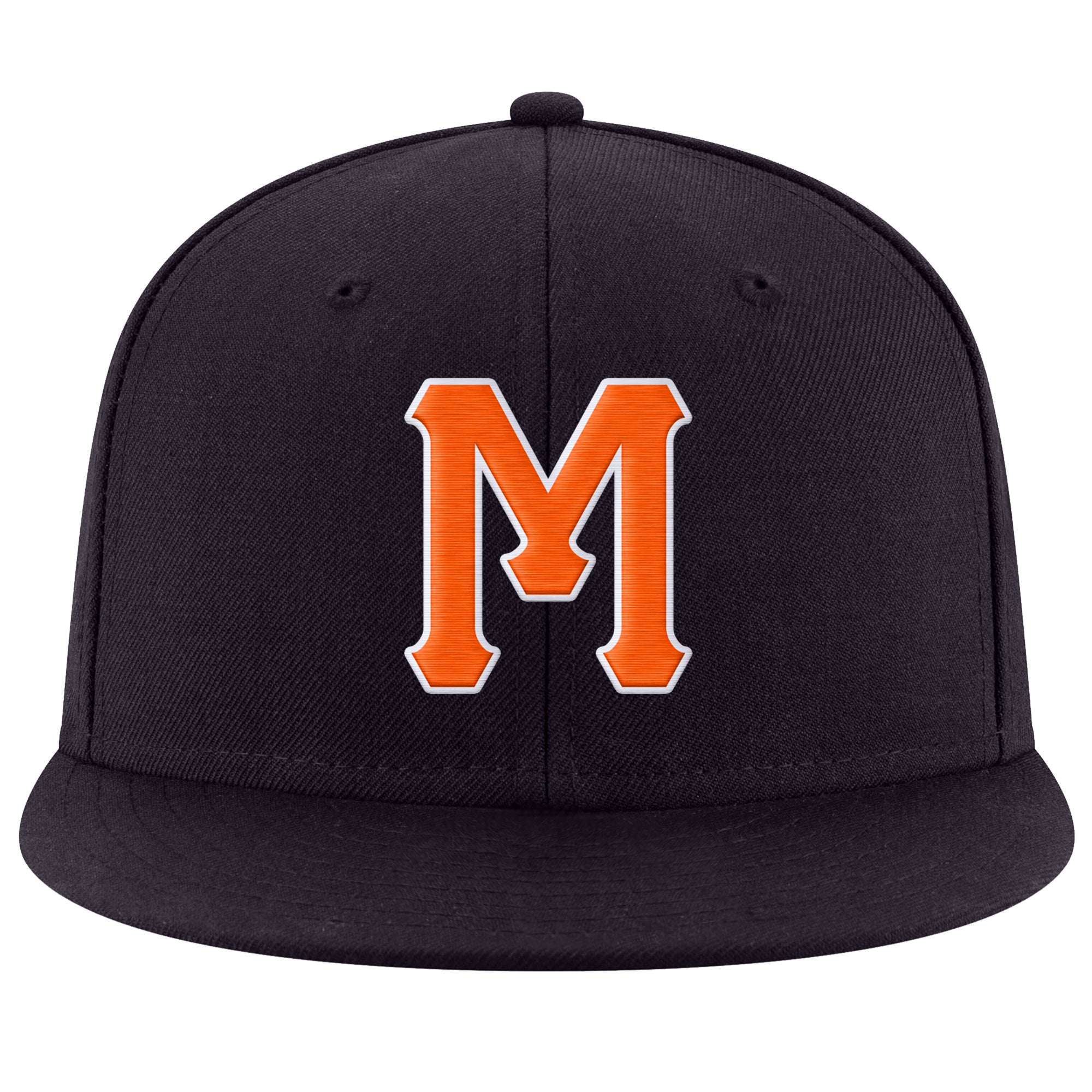 Custom Navy Orange-White Stitched Adjustable Snapback Hat