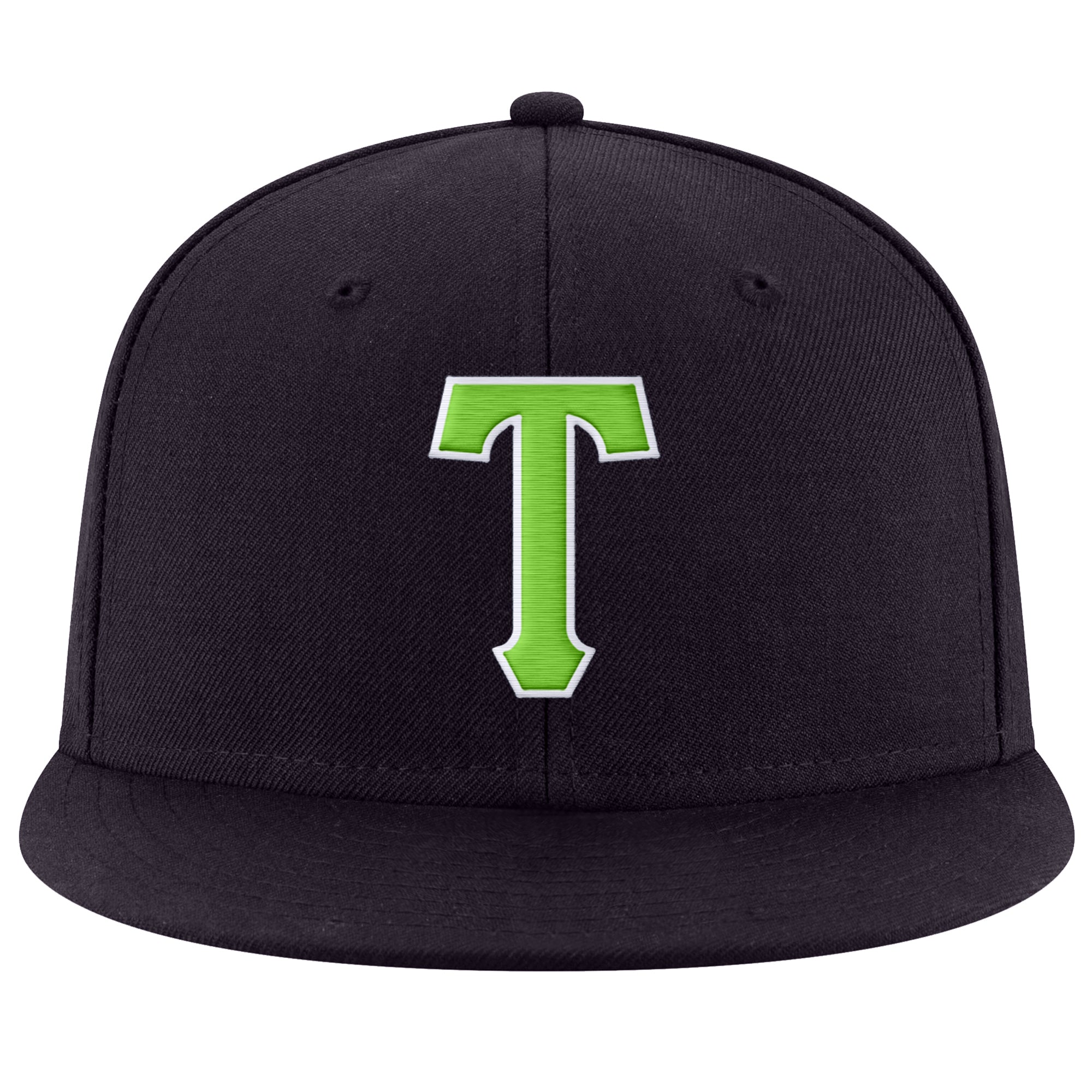 Custom Navy Neon Green-White Stitched Adjustable Snapback Hat