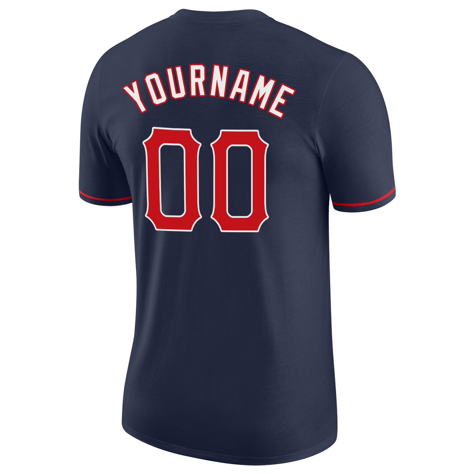 Custom Navy Red-White Performance T-Shirt