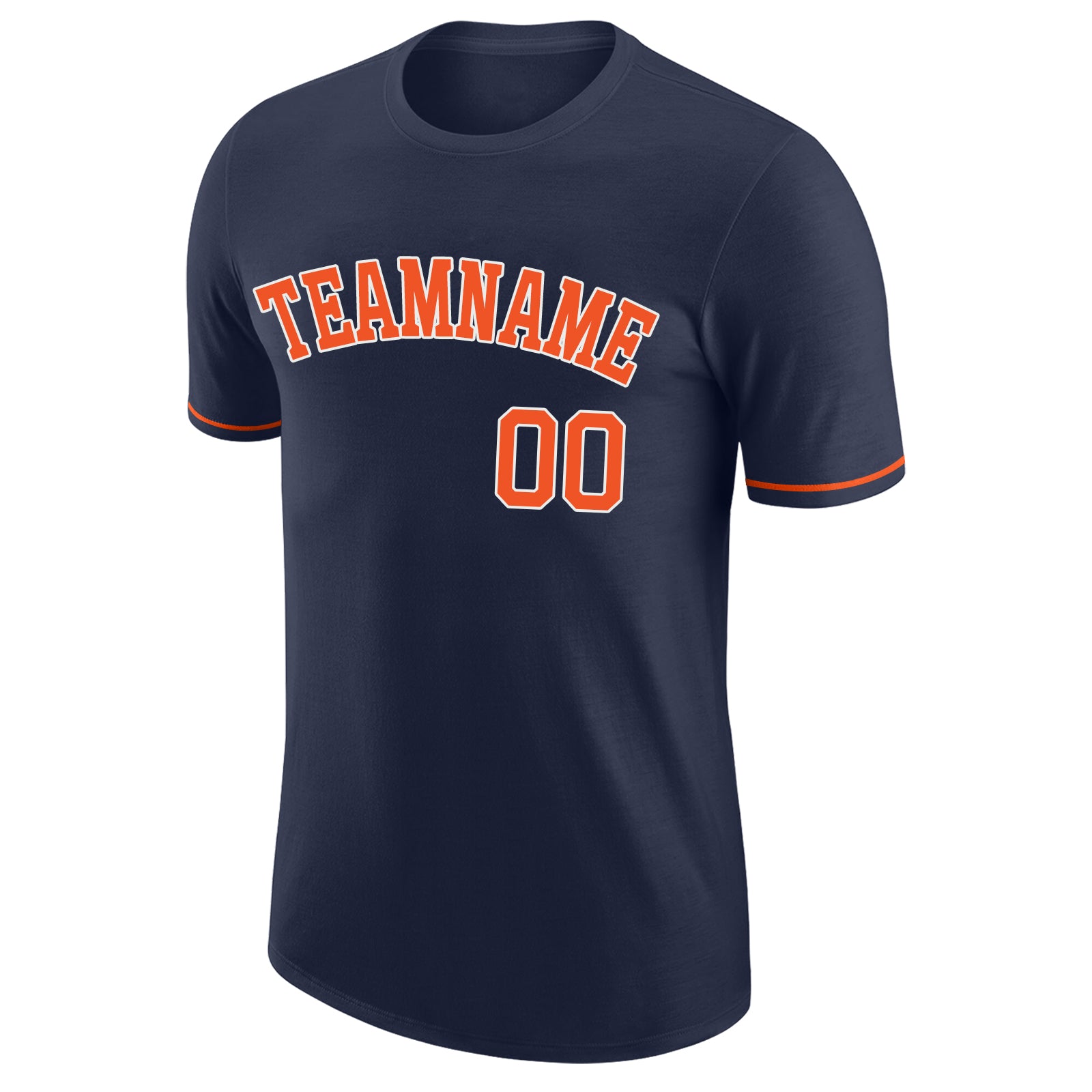 Custom Navy Orange-White Performance T-Shirt