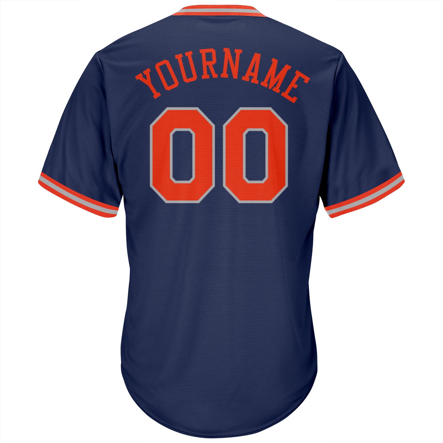 Custom Navy Orange-Gray Authentic Throwback Rib-Knit Baseball Jersey Shirt