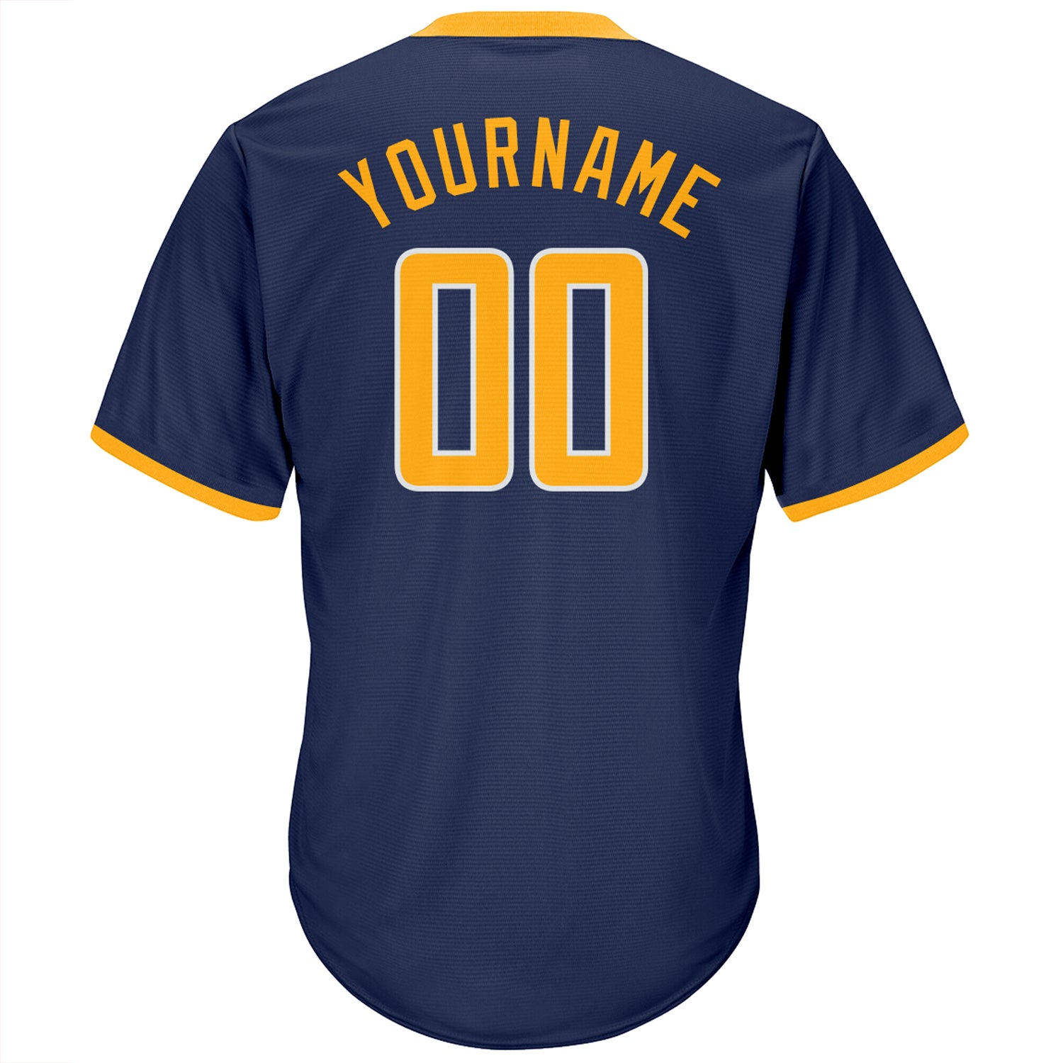 Custom Navy Gold-White Authentic Throwback Rib-Knit Baseball Jersey Shirt