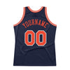 Custom Navy Orange-Gray Authentic Throwback Basketball Jersey