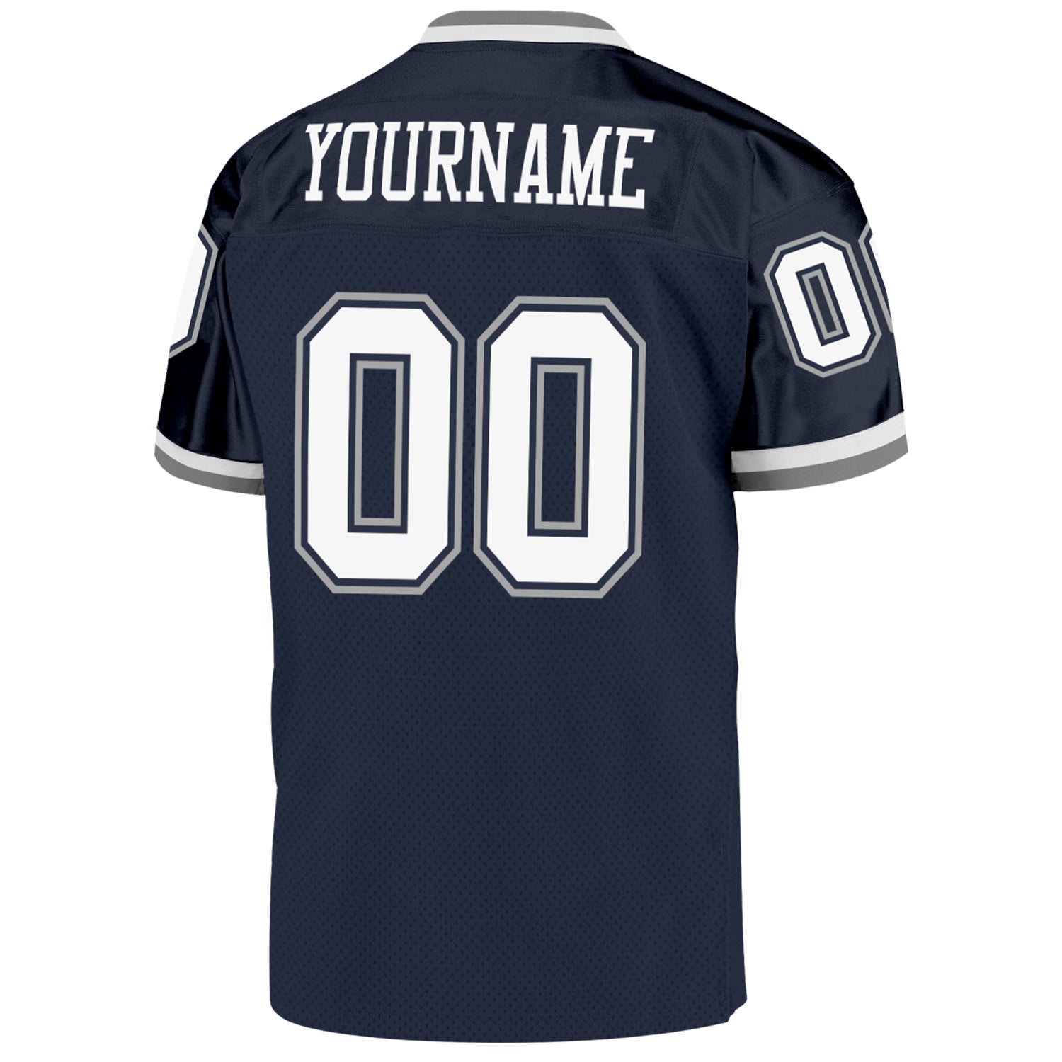 Custom Navy White-Gray Mesh Authentic Throwback Football Jersey